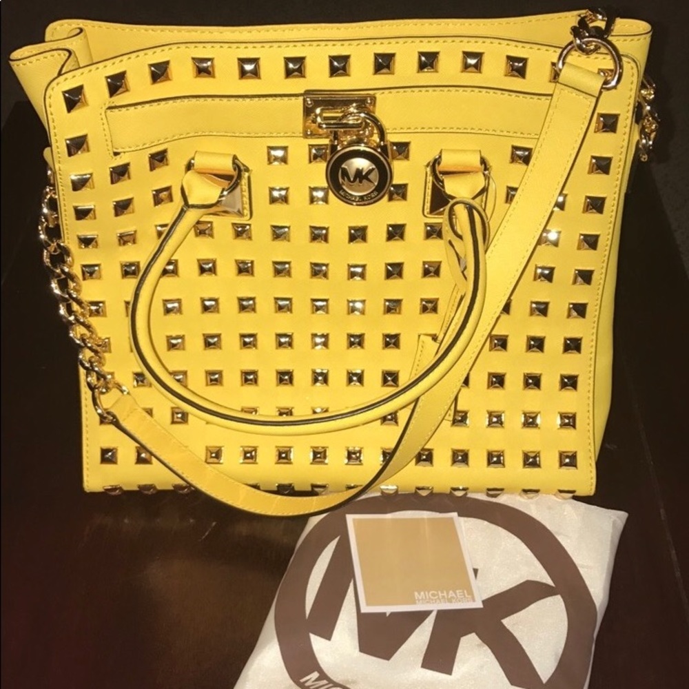 Michael Kors Hamilton Yellow Studded Bag